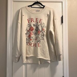 Arizon Jeans Co Distressed Sweatshirt Cream Size XS - Runs big